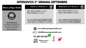 2ª Semana. Inscripción a los Intensivos SEPTIEMBRE 2022 en Blanco y Negro Studio @ Blanco y Negro Studio
